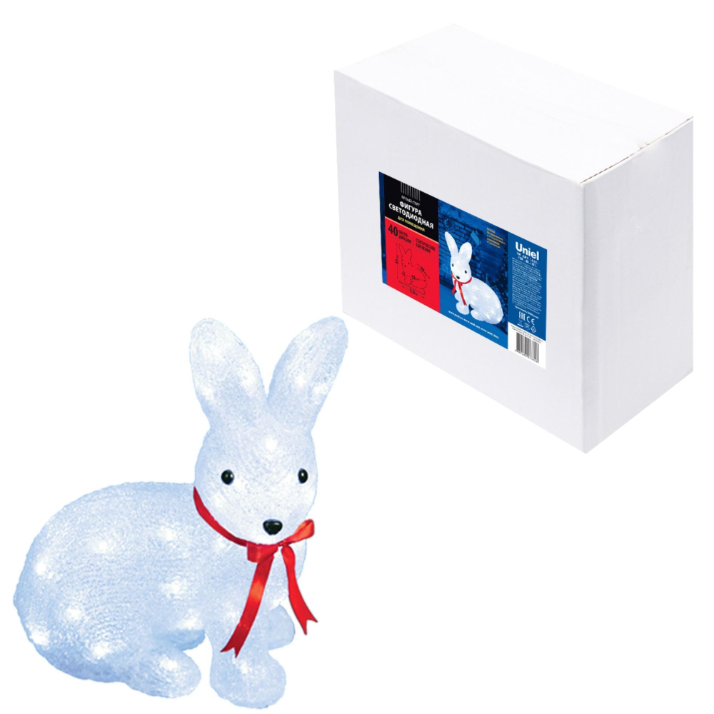 ULD-M2732-040/STA WHITE IP20 RABBIT-1 Фигура светодиодная «Зайчик», 40 светодиодов, размер 27*15*32 см, цвет свечения-белый, IP20. TM Uniel