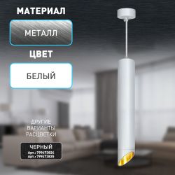 Светильник подвесной (подвес) ЭРА PL 17 WH MR16/GU10, белый, потолочный, цилиндр