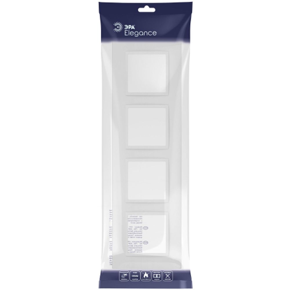 Рамка для розеток и выключателей ЭРА Elegance 14-5014-01М Classic, на 4 поста, белый матовый