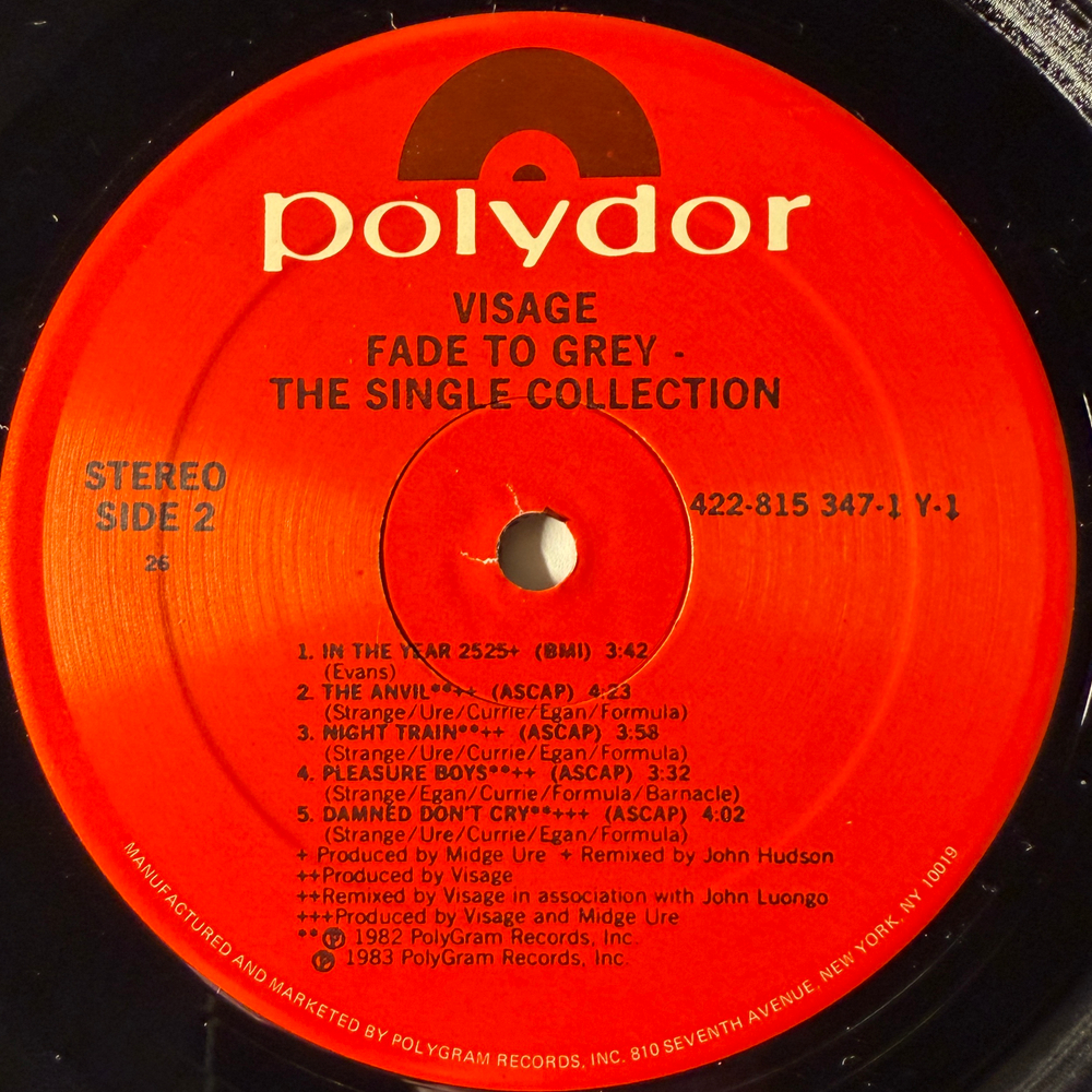 Visage ‎– Fade To Grey - The Singles Collection (США 1983г.) Promo