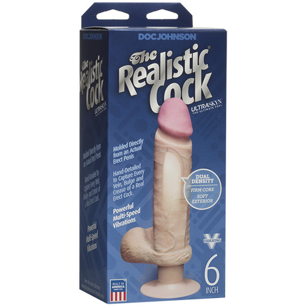 Телесный реалистичный вибратор 21,6см на присоске Doc Johnson the Realistic Cock Ultraskyn Vibrating Dildo 1160-01-BX