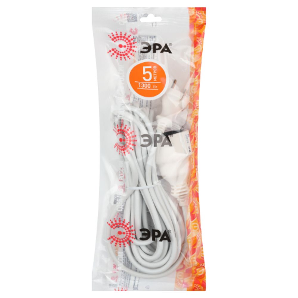 Удлинитель электрический ЭРА UX-1-5m без заземления 1 розетка 5м ПВС 2x0,75мм2 6А | Бытовые удлинители