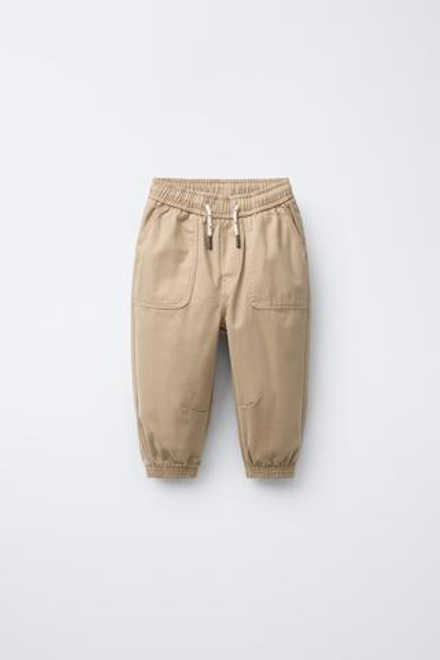ZARA БРЮКИ-ДЖОГГЕРЫ В СТИЛЕ КОЛОР-БЛОК, ЭКРЮ
