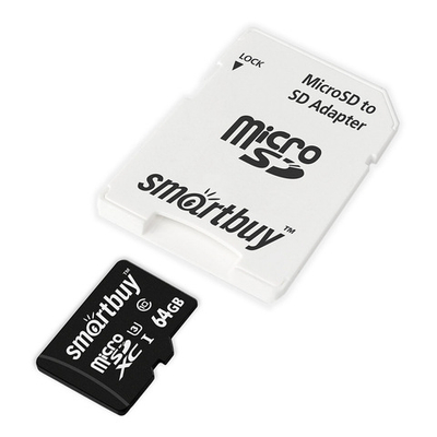 Карта памяти MicroSDXC 64GB Class10 PRO (U3) 90MB/s +адаптер SmartBuy