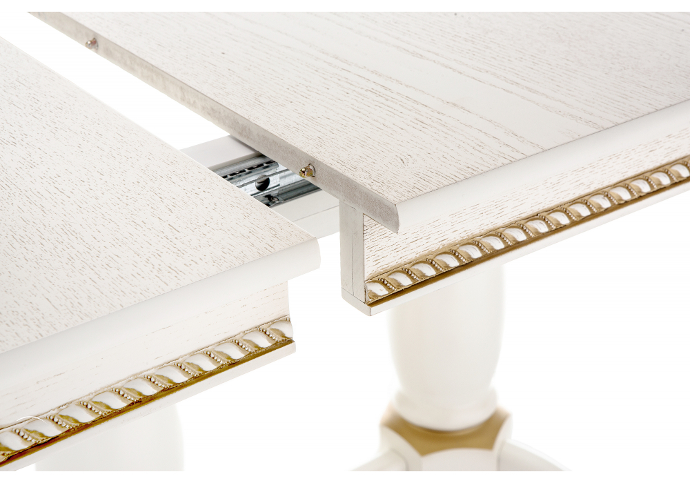 Стол деревянный Woodville Кантри 120 молочный, золотая патина