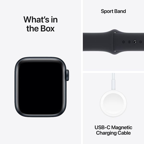 Умные часы Apple Watch SE 2024 40 мм из алюминия цвета «тёмная ночь», спортивный ремешок «тёмная ночь» (S/M)