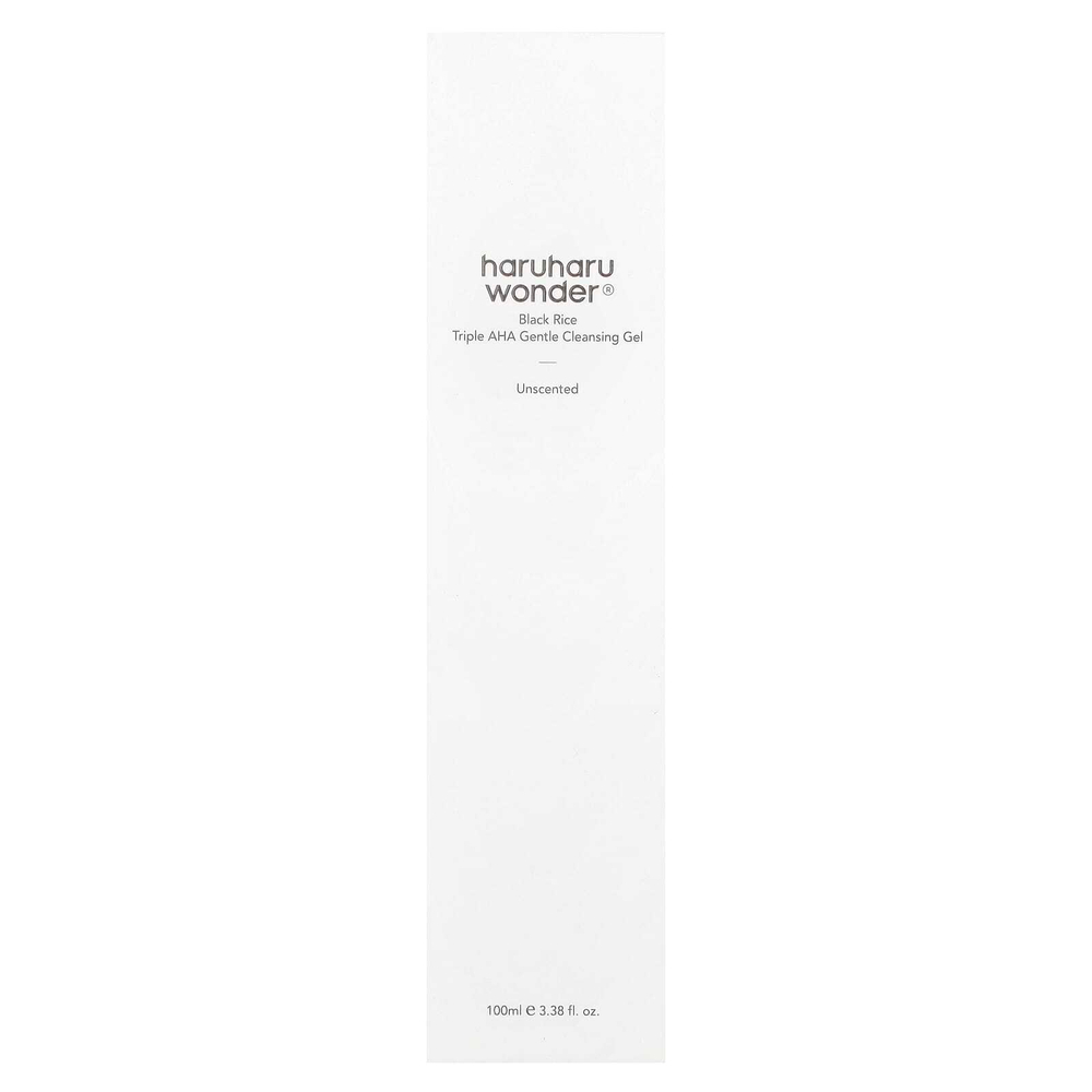 Haruharu, Wonder®, деликатный очищающий гель с тройной AHA из черного риса, без запаха, 100 мл (3,38 жидк. унц.)