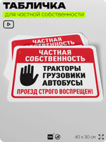 Табличка для частной территории "Частная собственность", на дом, для участка, организаций, предупреждающая, 40х30 см, Silver Plane x Айдентика Технолоджи