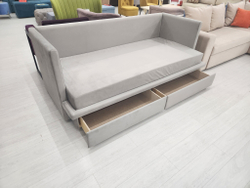 Кровать-диван с ортопедическим матрасом и ящиками, антивандальный велюр