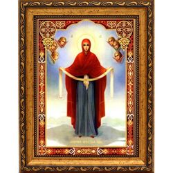 Покров Пресвятой Богородицы. Икона на холсте.