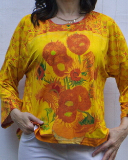 Туника "Подсолнухи", по мотивам картины Ван Гога "Ваза с 15 подсолнухами"