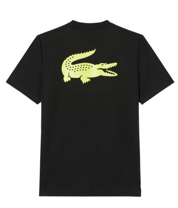 Мужская теннисная футболка Lacoste Ultra Dry Printed Tennis - black/flashy yellow