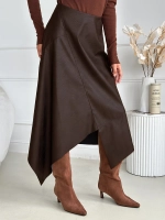 Юбка кожаная трапеция миди