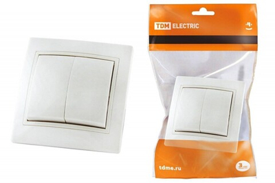 Выключатель 2-кл. белый TDM СП "Таймыр"