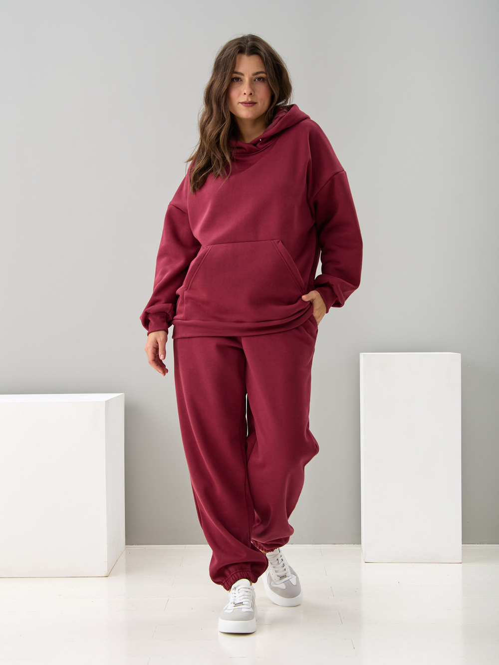 Костюм с брюками КБис-091/винный-п