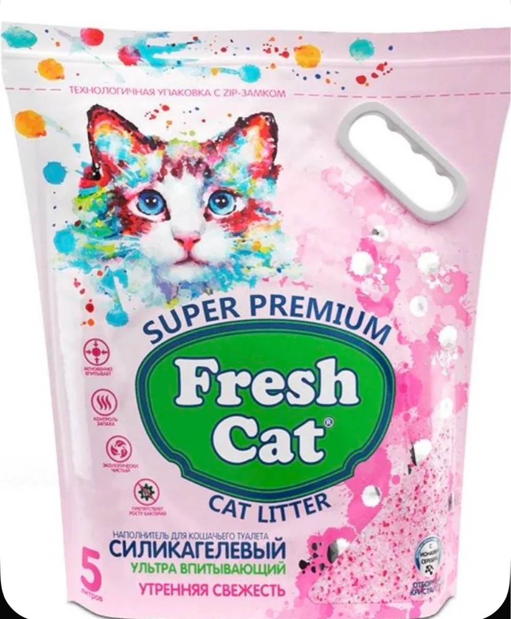 FRESH CAT наполнитель впитывающий Силикагелевый Утренняя свежесть 5л