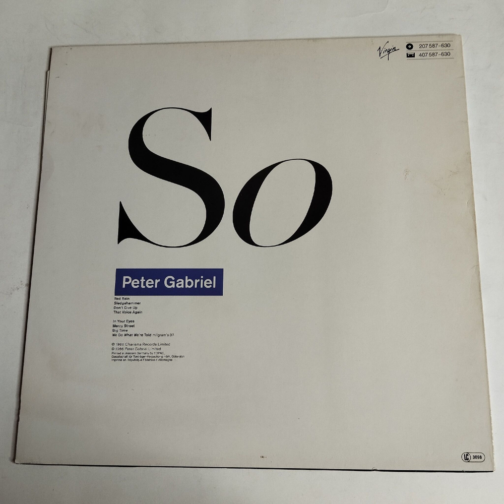 Винтажная виниловая пластинка LP Peter Gabriel So (Germany 1986)