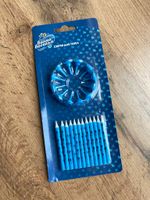 Свечи Воздушные шарики, Голубой, 6 см, 12 шт. с держат.