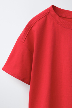 ZARA ОДНОТОННАЯ ФУТБОЛКА, КРАСНЫЙ