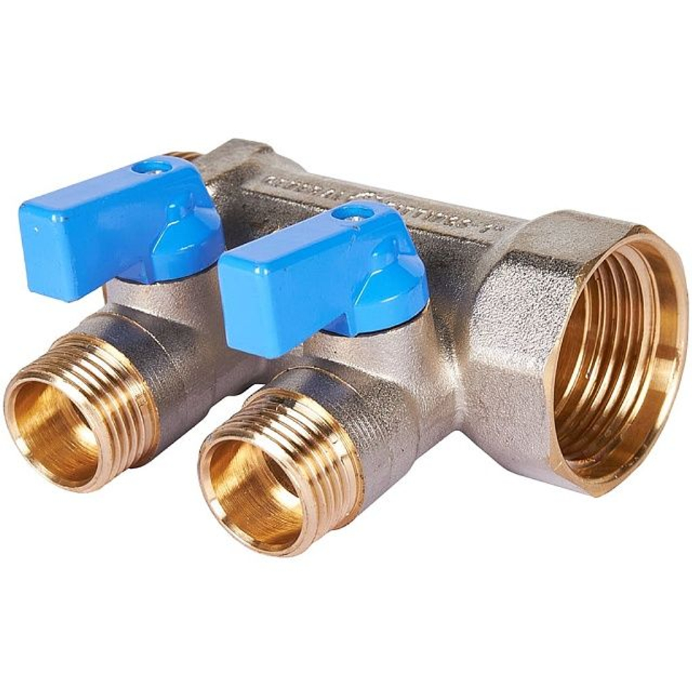 Коллектор отсекающий 1х1/2 2 выхода синий STOUT SMB-6211-011202