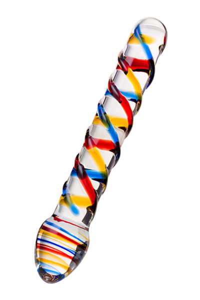 Фаллоимитатор стеклянный разноцветный 20 см