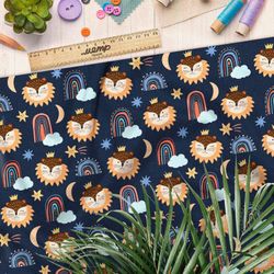 Ткань дюспо детская иллюстрация лев в ночи