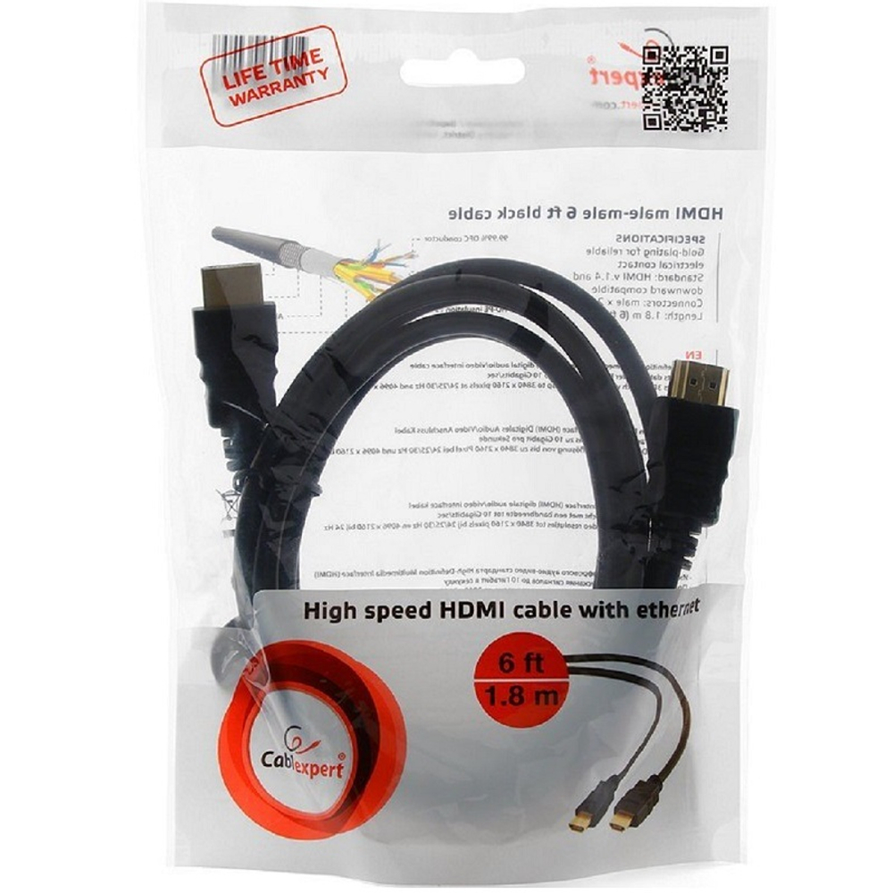 Кабель CABLEXPERT HDMI (v 2.0) 1.8 м gold