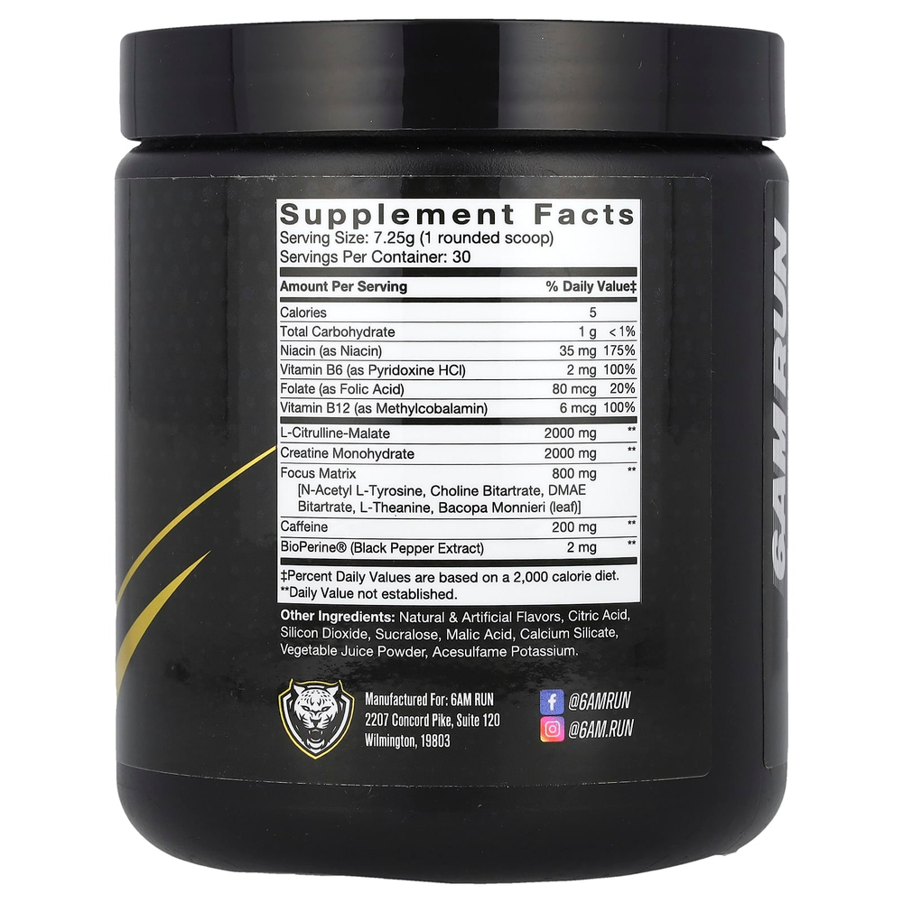 6AM Run, Sprint Pre-Workout, лимонад, 217,5 г (7,67 унции)