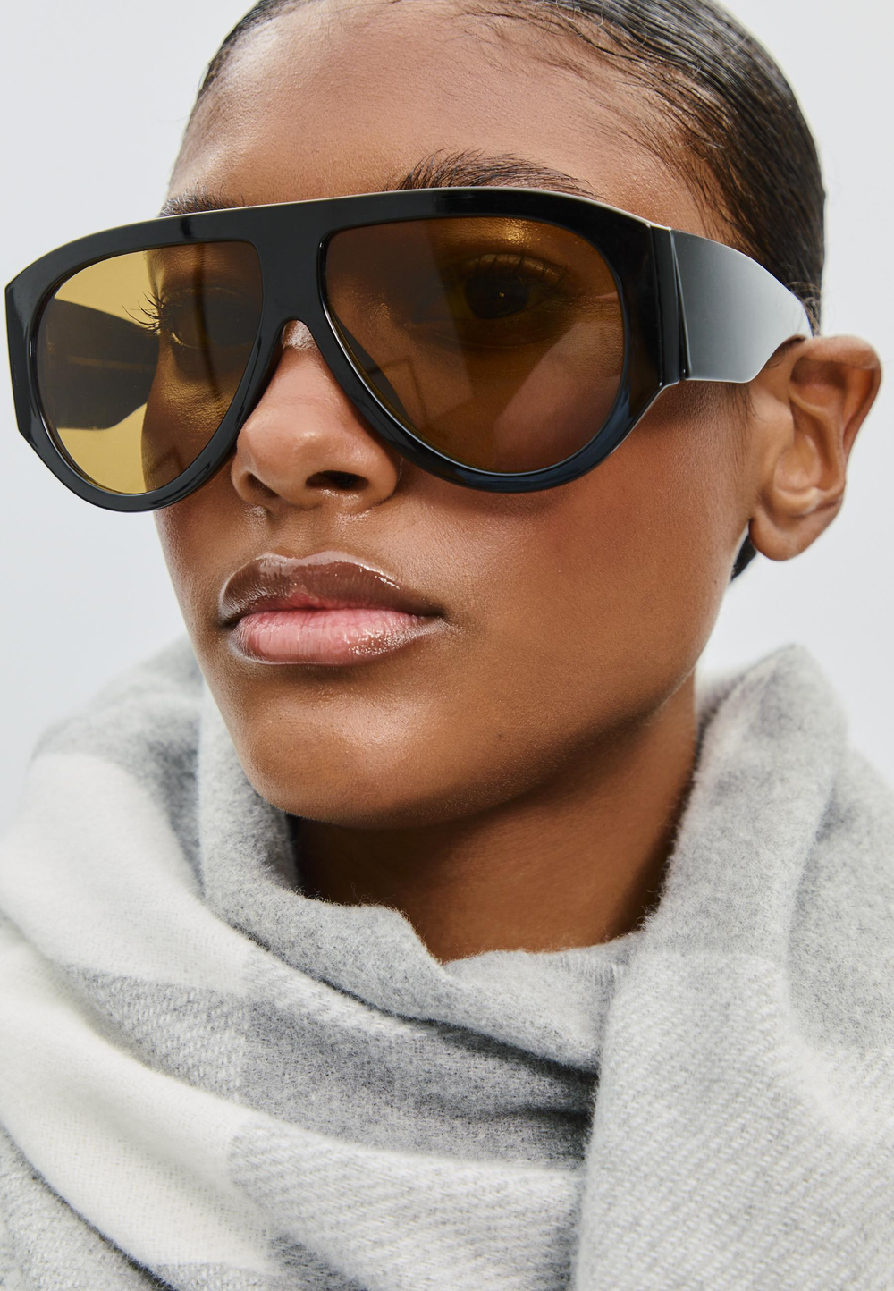 STRADIVARIUS Клетчатый шарф, серый меланж