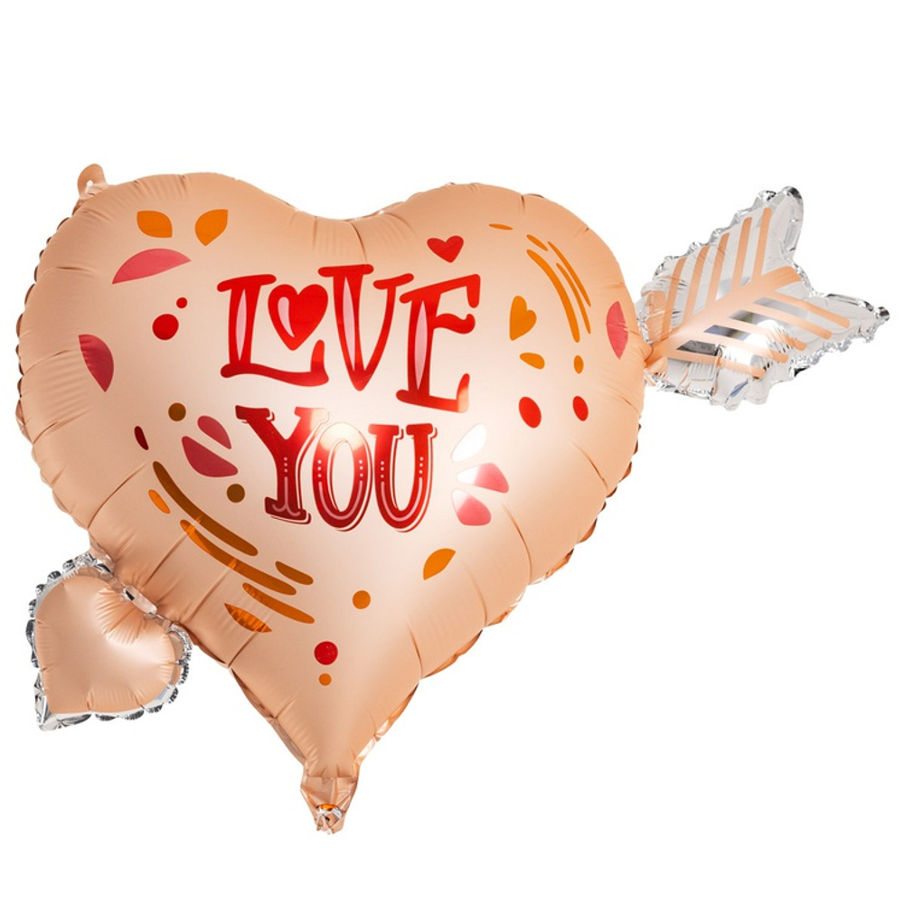 Шар Фольгированный LOVE YOU Сердце со стрелой (Розовый)