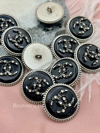 Пуговицы Шан. Черные Перламутр Серебро (скидка
