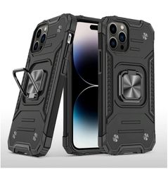 Противоударный чехол Strong Armour Case с кольцом для iPhone 14 Pro (Черный)