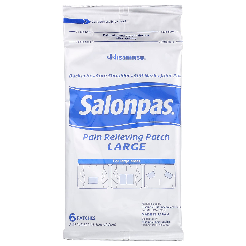 Salonpas, Болеутоляющие, большие, 6 шт.