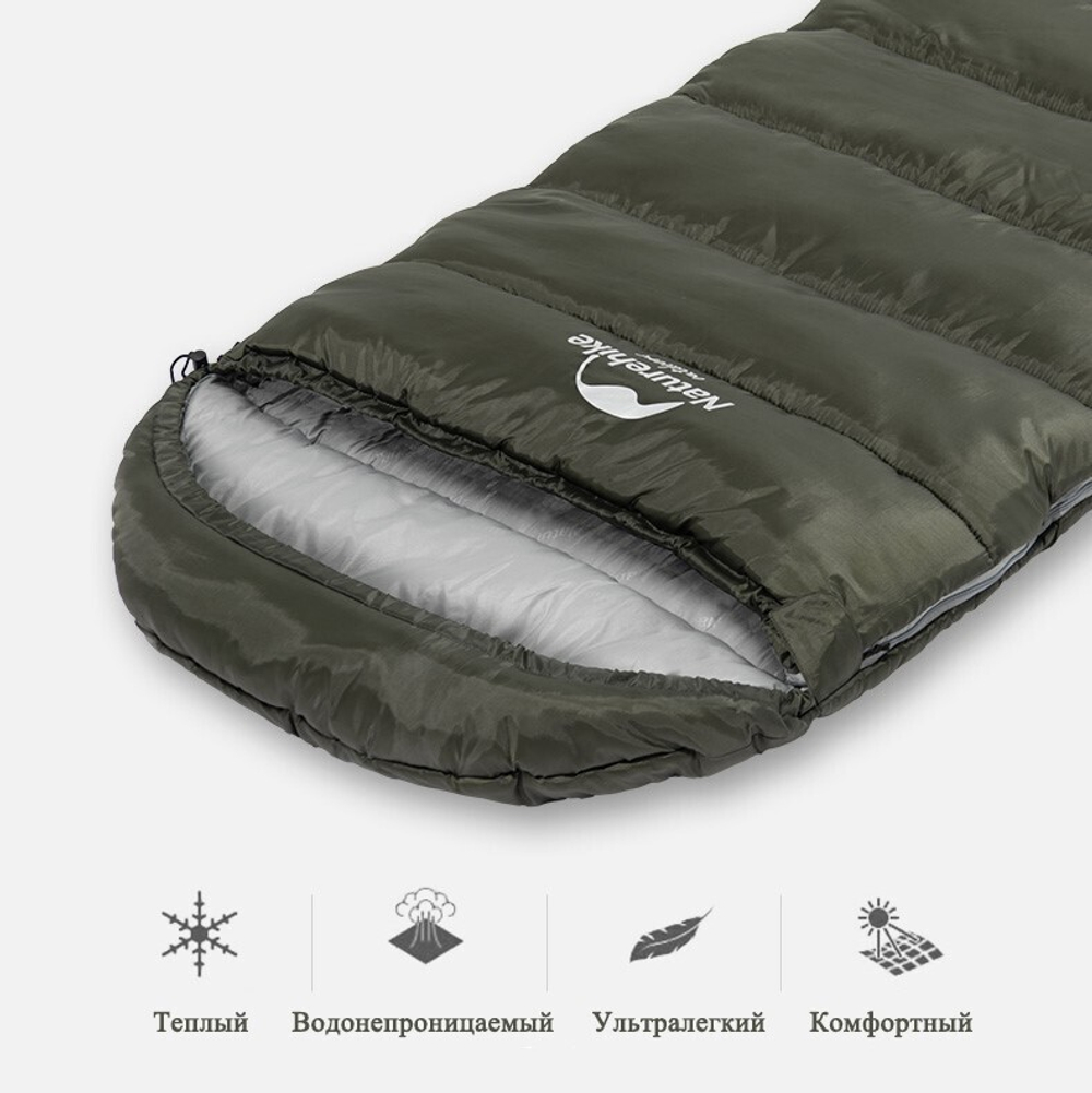 Спальный мешок Naturehike U Series зеленый U150, артикул NH20MSD07-ARM150, цвет Зеленый