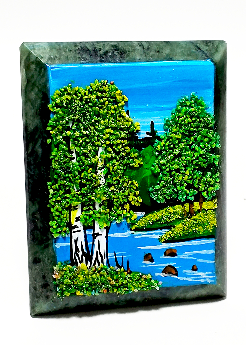 Настольное каменное панно" Времена года" 9-7-3.5см вес 160гр.