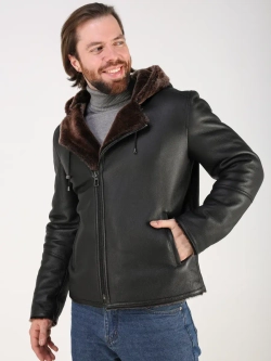 Дубленка зимняя куртка натуральная с капюшоном косуха