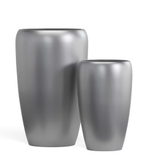 Кашпо TREEZ Effectory - Metal - Высокий округлый конус - Лаковое тёмное серебро