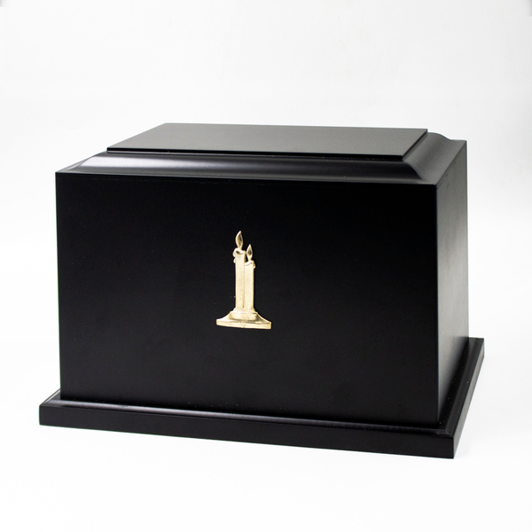 Урна для праха "Реквием L" черная с декором Свеча