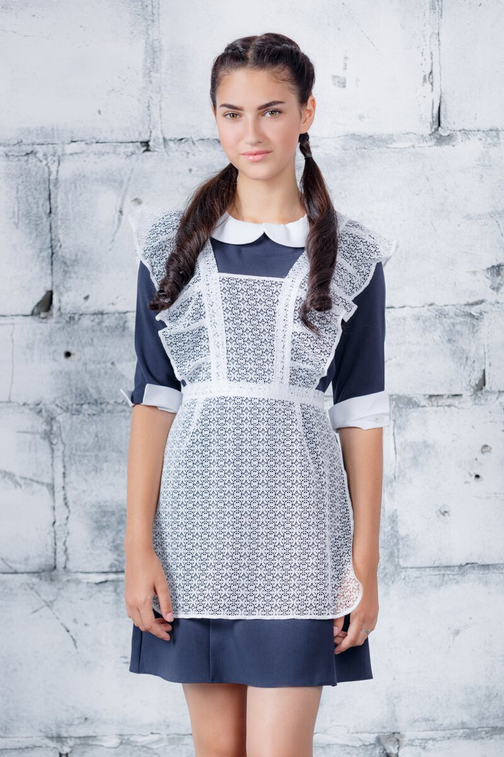 Фартук школьный белый для девочки последний звонок выпускной