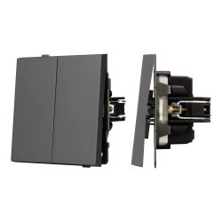 Механизм выключателя двухклавишный проходной SWT-TENDO-MKP2-SFPL-GR (230V, 10A) (Arlight, Матовый графитовый) 054555