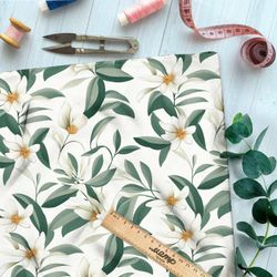 Ткань премиум флис нежная цветочная иллюстрация