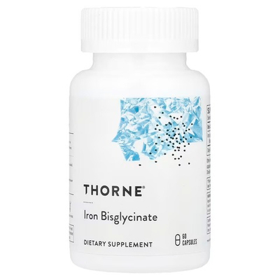 Thorne, Iron Bisglycinate, Бисглицинат железа, 60 капсул