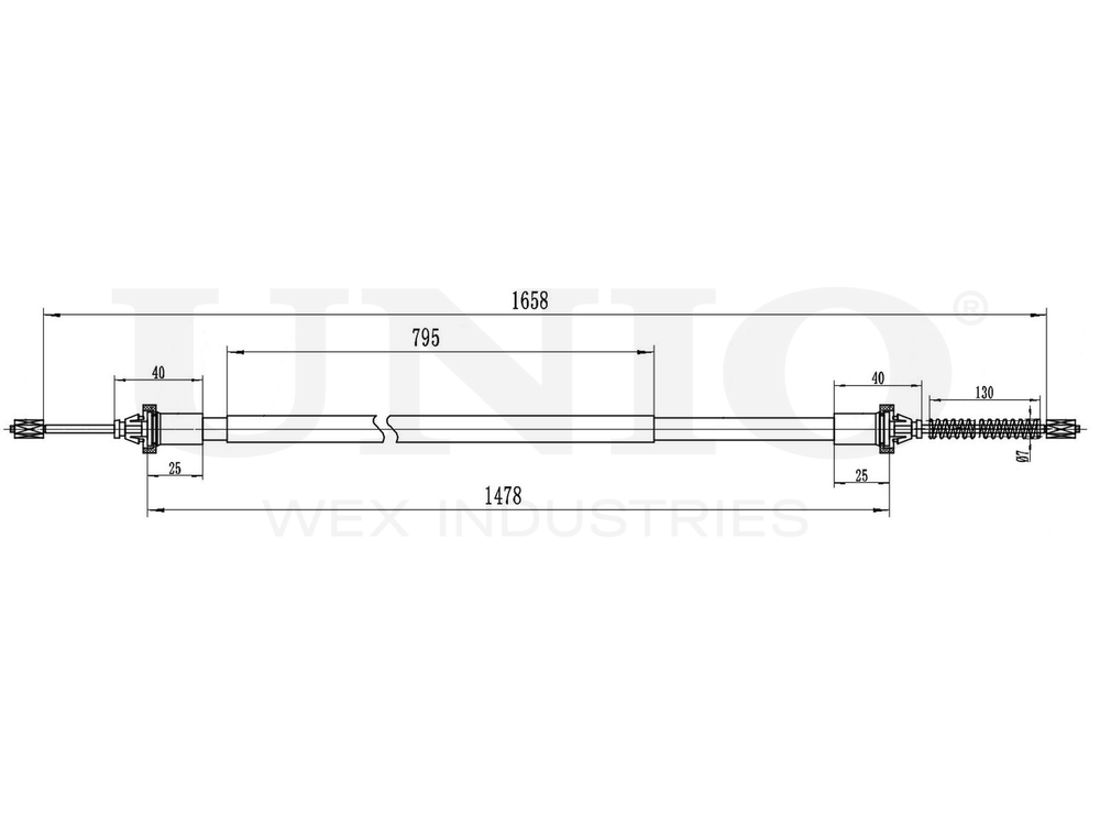 Трос стояночного тормоза задний UNIO CAB-60017