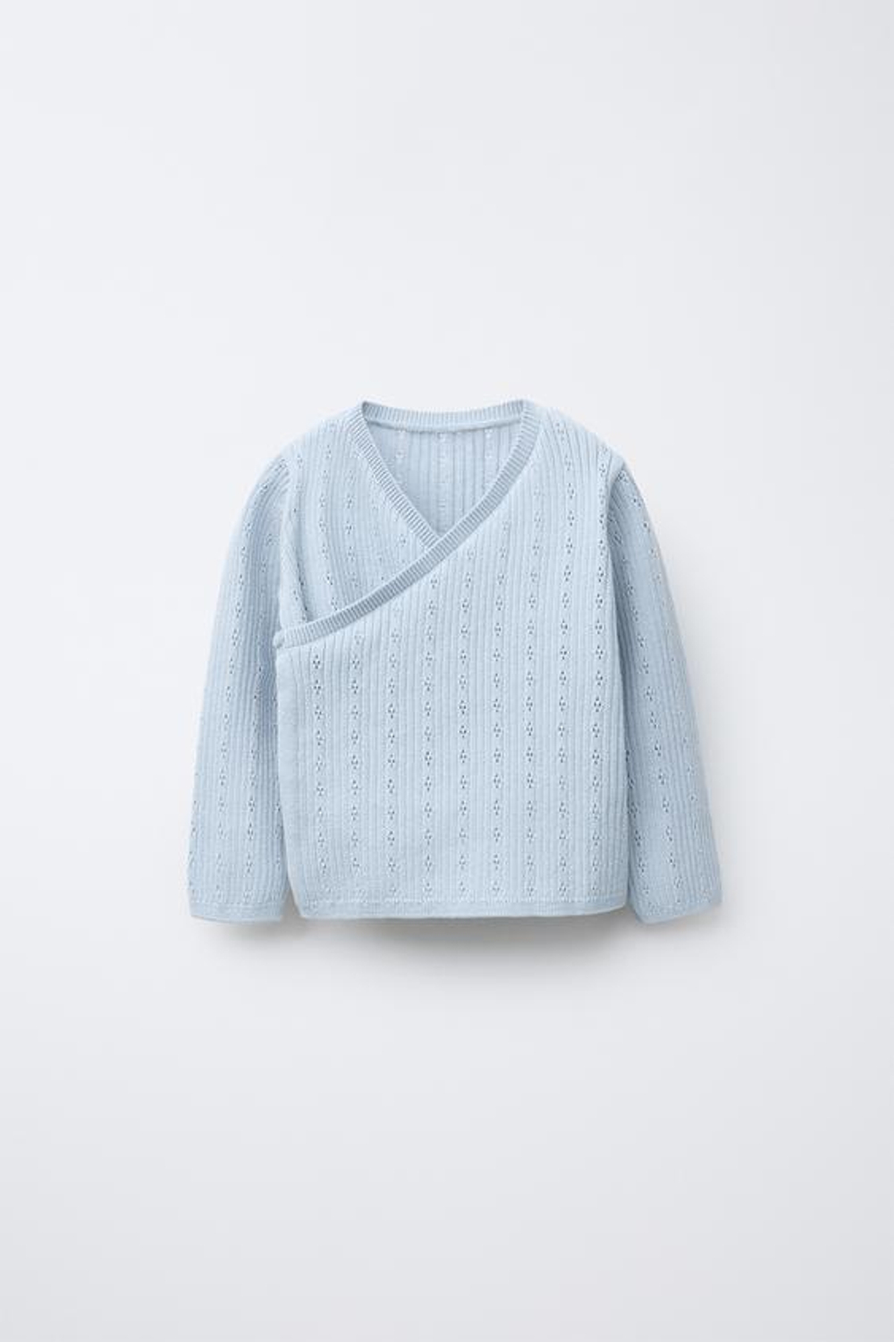 ZARA КАРДИГАН АЖУРНОЙ ВЯЗКИ, ГОЛУБОЙ