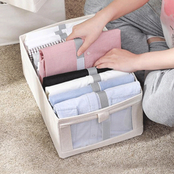 Органайзер для хранения вещей одежды, коробка для полотенец белья с окном, ящик для хранения 40х27х17см, серый