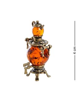 Народные промыслы AM-1280 Фигурка «Самовар» (латунь, янтарь)