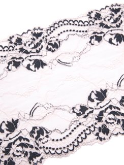03-210 Кружево эластичное 22 см, пион/черный