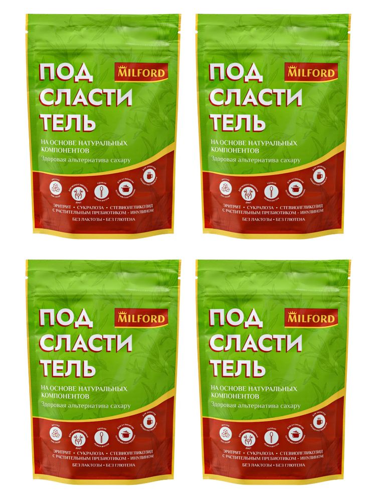 Сахарозаменитель MILFORD Эритрит-Сукралоза-Инулин 150 г x 4 шт