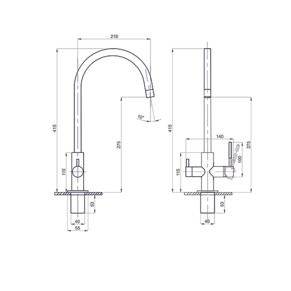 Смеситель для кухни 35k MIXLINE MLSS-03202 СОСТАРЕННАЯ БРОНЗА  подкл.к фильтру*