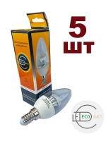 Светодиодная LED лампа С37 Е14 4,2W. свеча 5шт